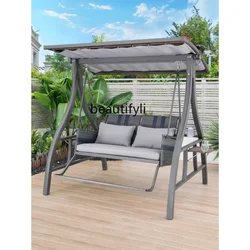 Outdoor Leisure Courtyard Solar Swing Rocking Chair Terrace Garden Double Seat to Swing Balcony Glider Rocking Chair