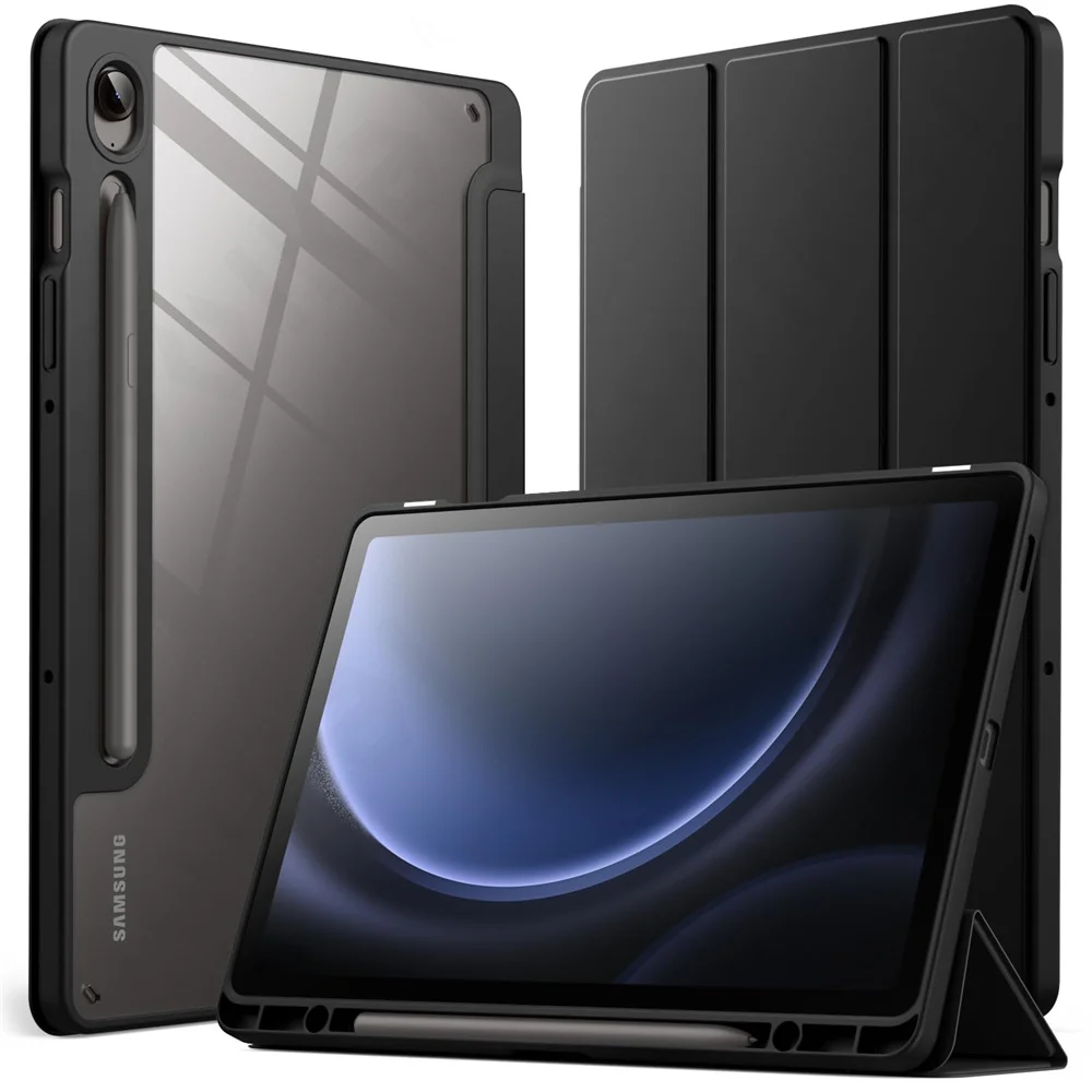 

Case for Samsung Galaxy Tab S10 FE / S9 FE 10.9-Inch Slim Translucent Back Tri-Fold Stand Tablet Pen Charging Auto Wake/Sleep