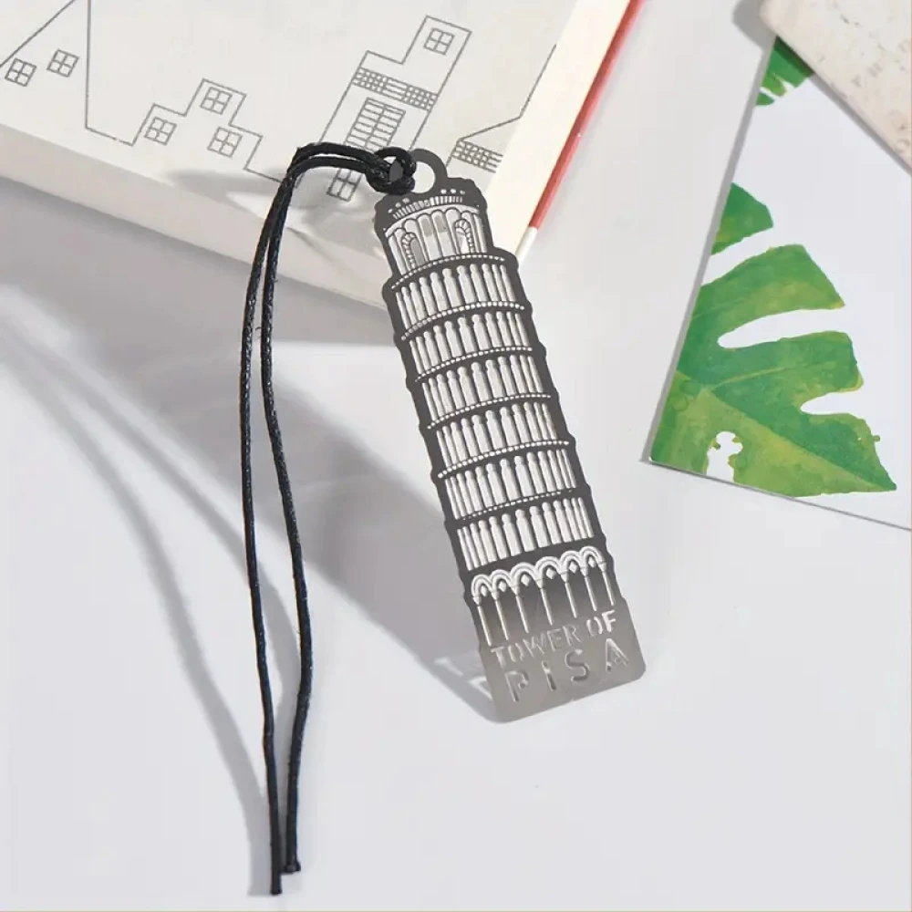 1/4pcs construction series metal hollow bookmark, Leaning Tower of Pisa Big Ben  Eiffel Tower Statue of Liberty marker page