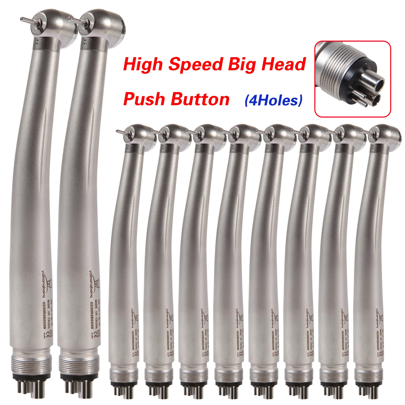 10*Yabangbang NSK Style Pana Max Dental High Speed Air Turbine Handpiece Push Button Big Torque Head 4 Hole Single water spray