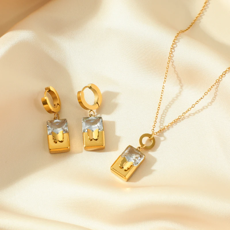 EILIECK 316L Edelstahl Phoenix-Blumen-Kreuz Geometrische Halskette Ohrringe für Damen Modisches Wasserdichtes Schmuckset Hochzeit – Detail 31