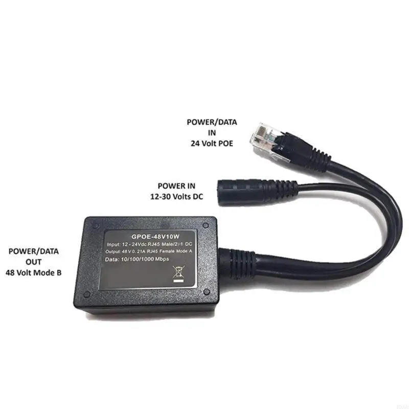48V 10W Gigabit PoE Converter Speed Gigabit PoE Adapters for Stable Power & Data Transmission In Internet Devices HX5E