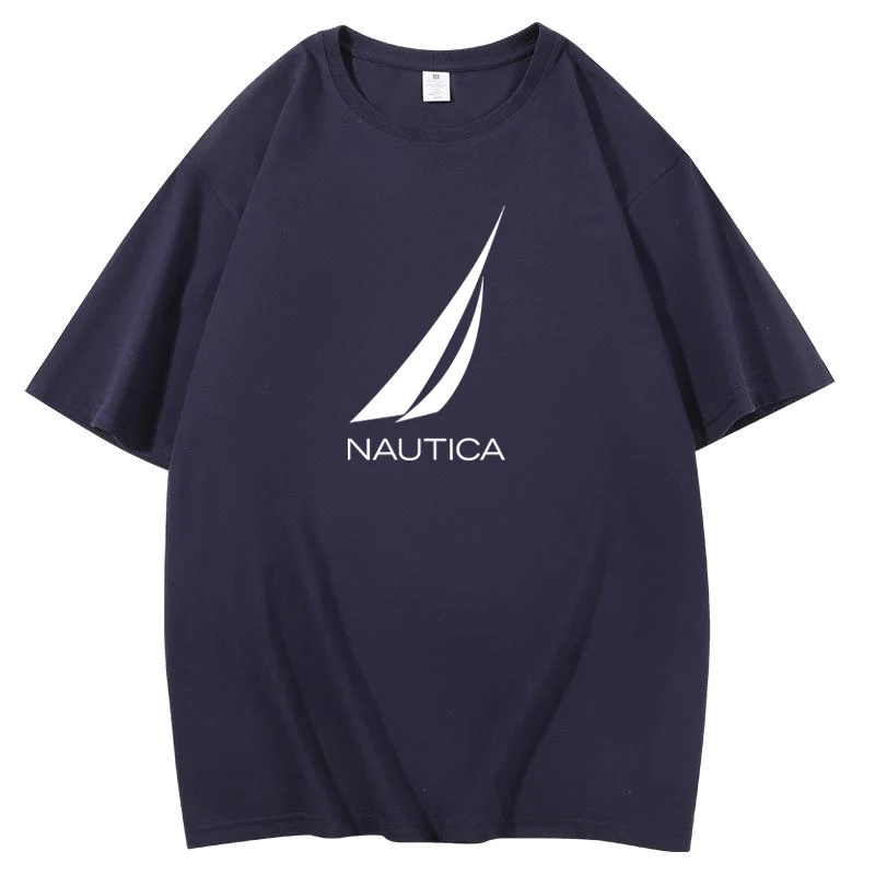 NAUTICA Men's Crew Neck Short Sleeve T-Shirt, Sailboat Logo, Nautical Casual Style, Classic Marine Style, Streetwear Men's Top