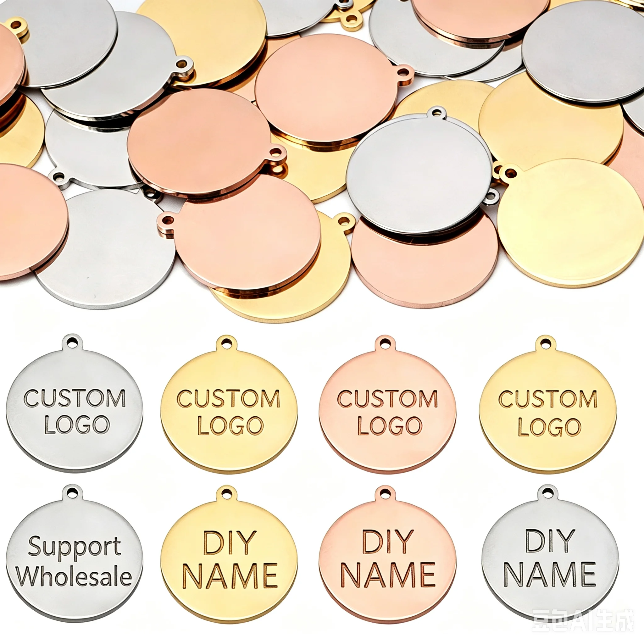 10pcs Real Gold Plated Stainless Steel Charms Round Disc Pendant Blank Charms Pendants For Logos Stamping Tags Jewelry Making