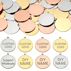 10pcs Real Gold Plated Stainless Steel Charms Round Disc Pendant Blank Charms Pendants For Logos Stamping Tags Jewelry Making