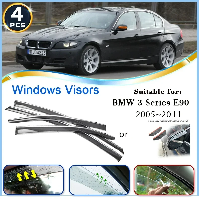 

For BMW 3 Series E90 2005~2011 Car Window Visors Rainproof Window Wind Sun Rain Visor Deflector Awning Shelters Auto Accessories