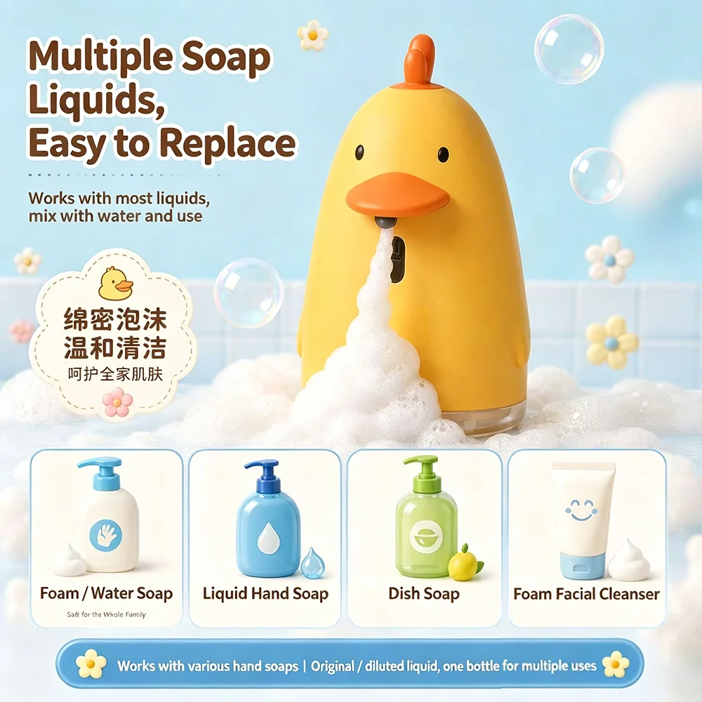 Automatic Soap Dispenser USB Charging Cute Cartoon Style Touchless Sensor Children Washing Hand Machine Soap Foam Dispenser