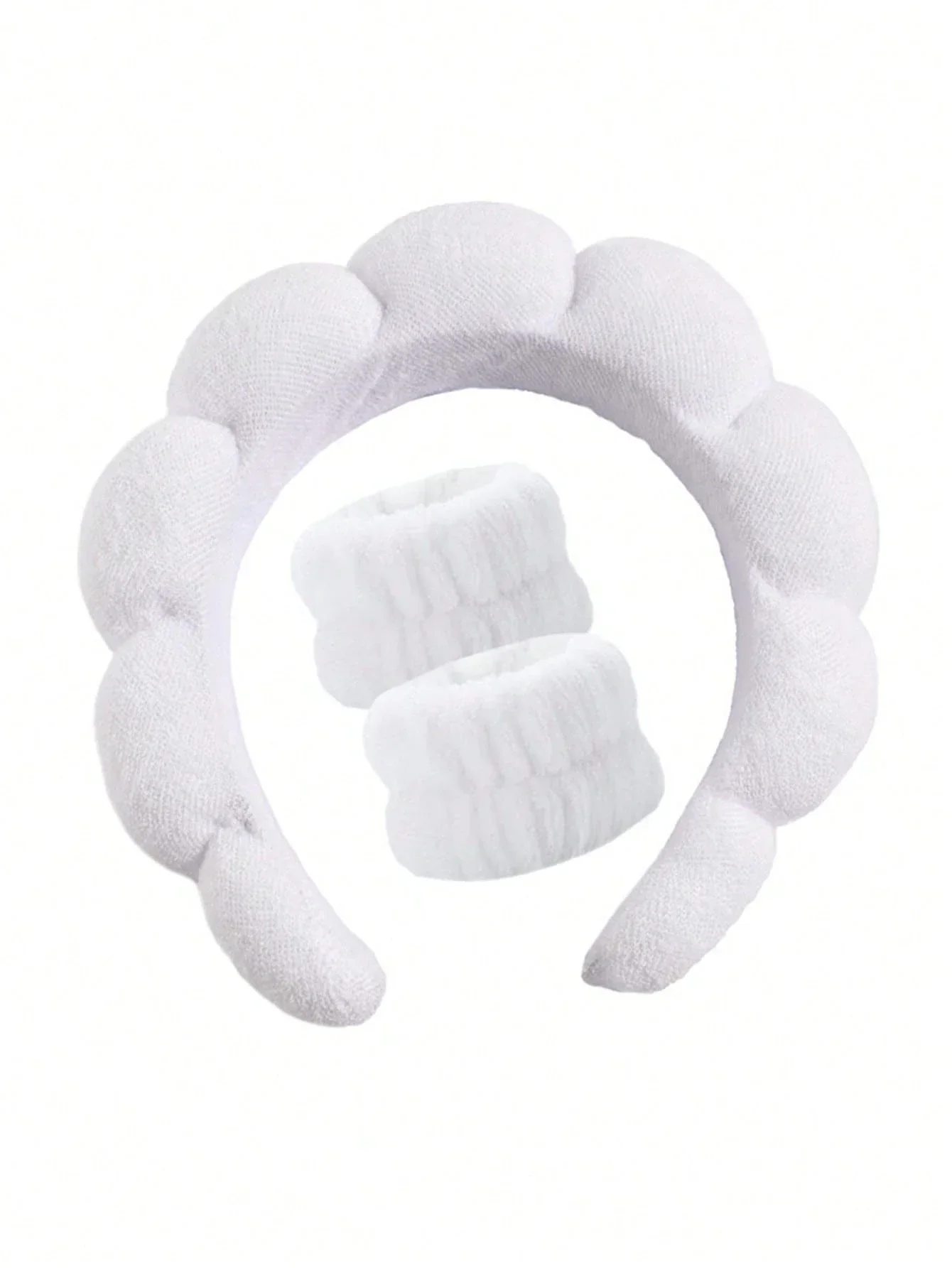 

Набор из 3 предметов: плетеная повязка на голову и 2 повязки на запястья для умывания, макияжа, ухода за кожей, путешествий, для женщин