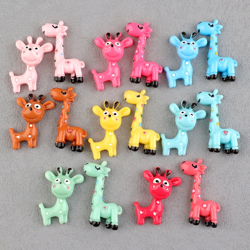 10pcs Resin Giraffe And Fawn Charms Animal Flatback Kawaii Cabochon Jewelry Making Resin Craft Gift Figure Model Mold Miniature