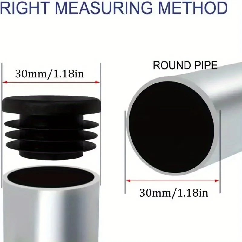 10 Stück 30 mm schwarze Kunststoff-Rohrstopfen – für Stühle, Tische, Stuhlbeine und runde Endkappen auf dem Boden, Stuhlbeinstopfen