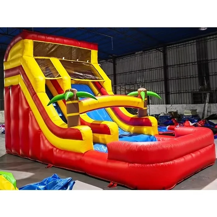 

Надувные водные горки коммерческого класса, пальма, дешевая маленькая водная горка для продажи