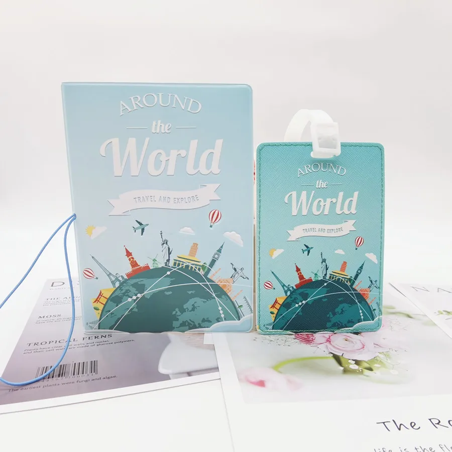 2PCS/Set Travel Passport Cover LuggageTag  for Woman Men ID Address Card Holder Portable Tourism Accessories