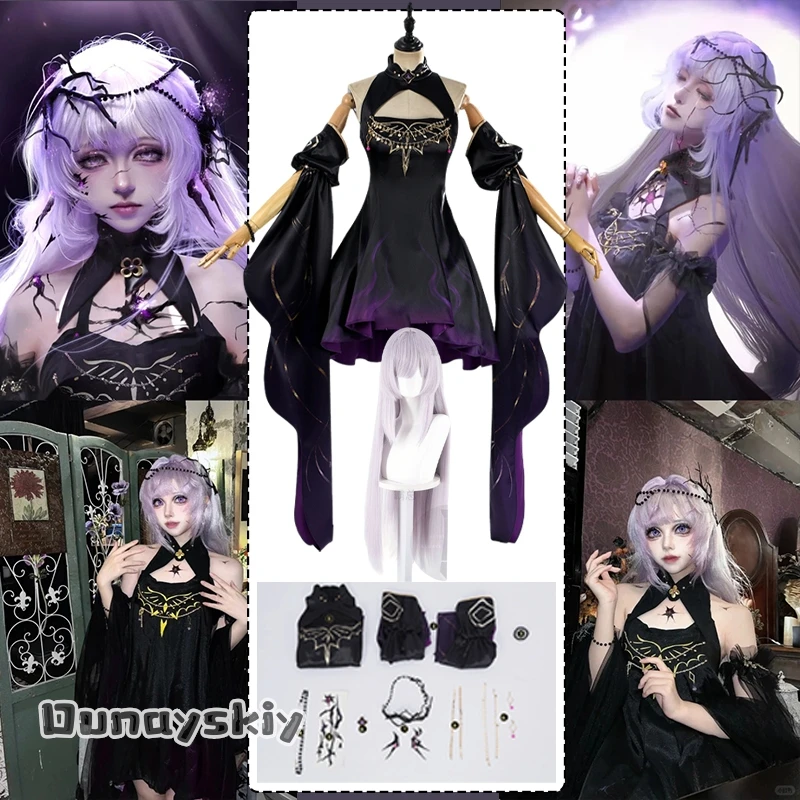 Game Path to Nowhere Hella Cosplay Costume{Dunayskiy}NECRESTA Hella Gothic Long Dress Romantic Lolita Halloween Disguise Woman #1