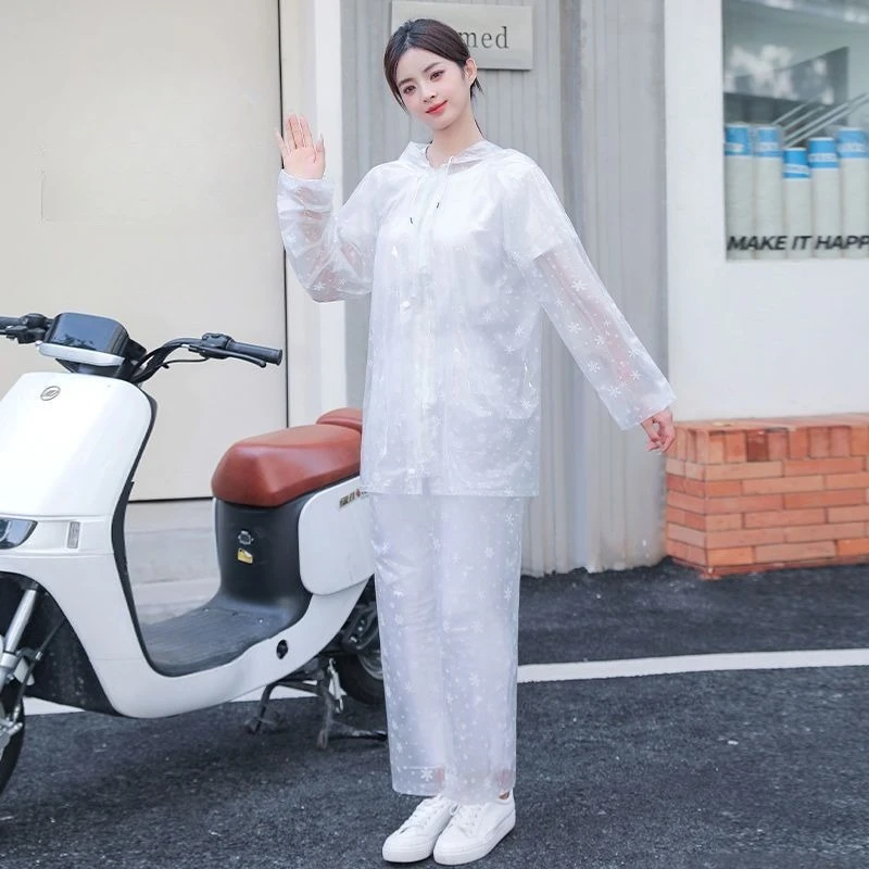 Undurchlässige verdickte PVC-Regenmantel-Regenhose für Damen, wasserdichter Ganzkörper-Fahrrad-Moto-Split-Regenmantel, Regenbekleidung, Tour-Regenbekleidung