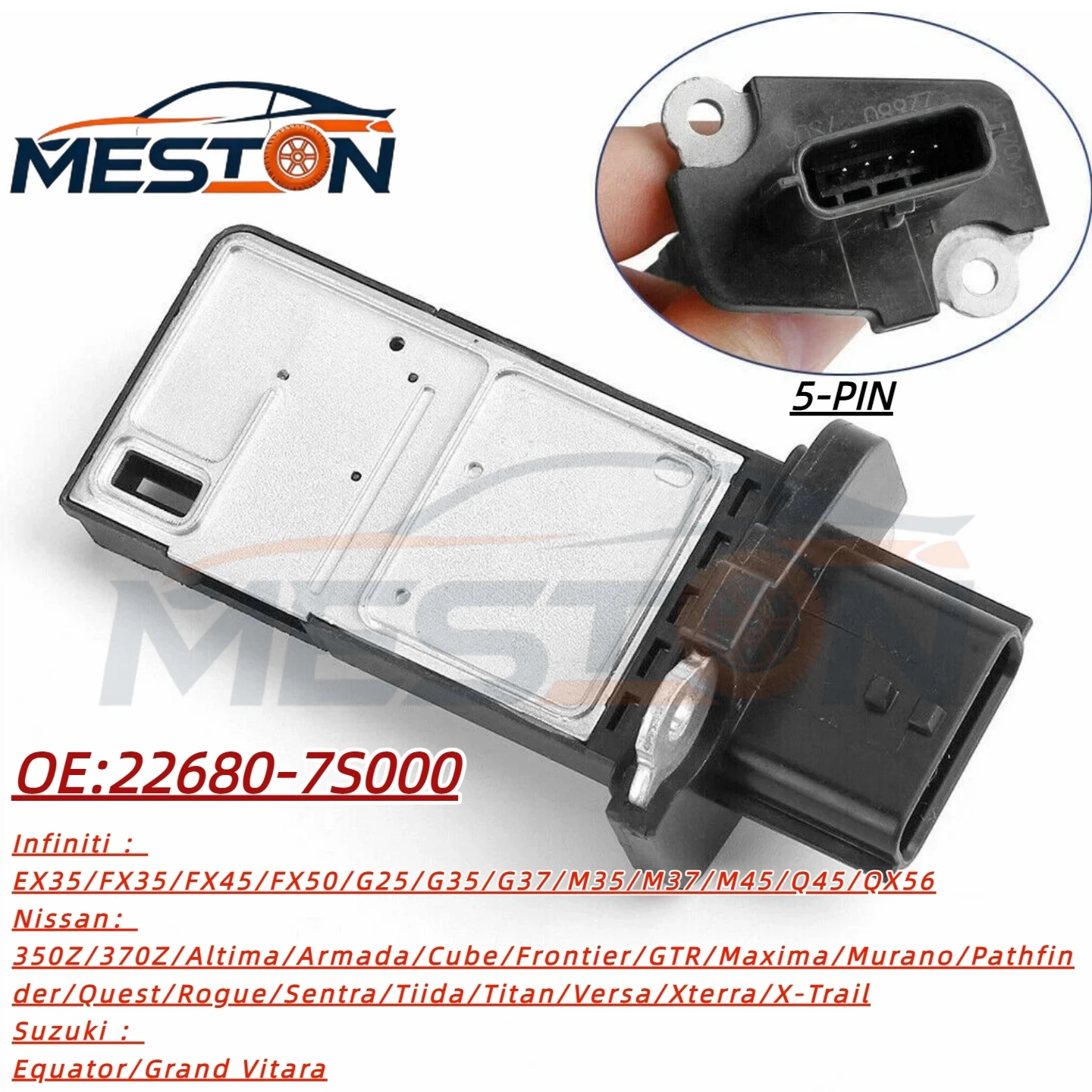 

Датчик массового расхода воздуха (MAF) 22680-7S000 226807S000 AFH70M-38 для Nissan Altima, Sentra, X-Trail, Maxima, GT-R, Murano, Pathfinder