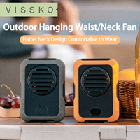 VISSKO Hanging Neck / Waist Fan 2000mah USB Mini Portable Rechargeable Fan Bladeless 3 Speed Outdoor Electric Fan LED Display