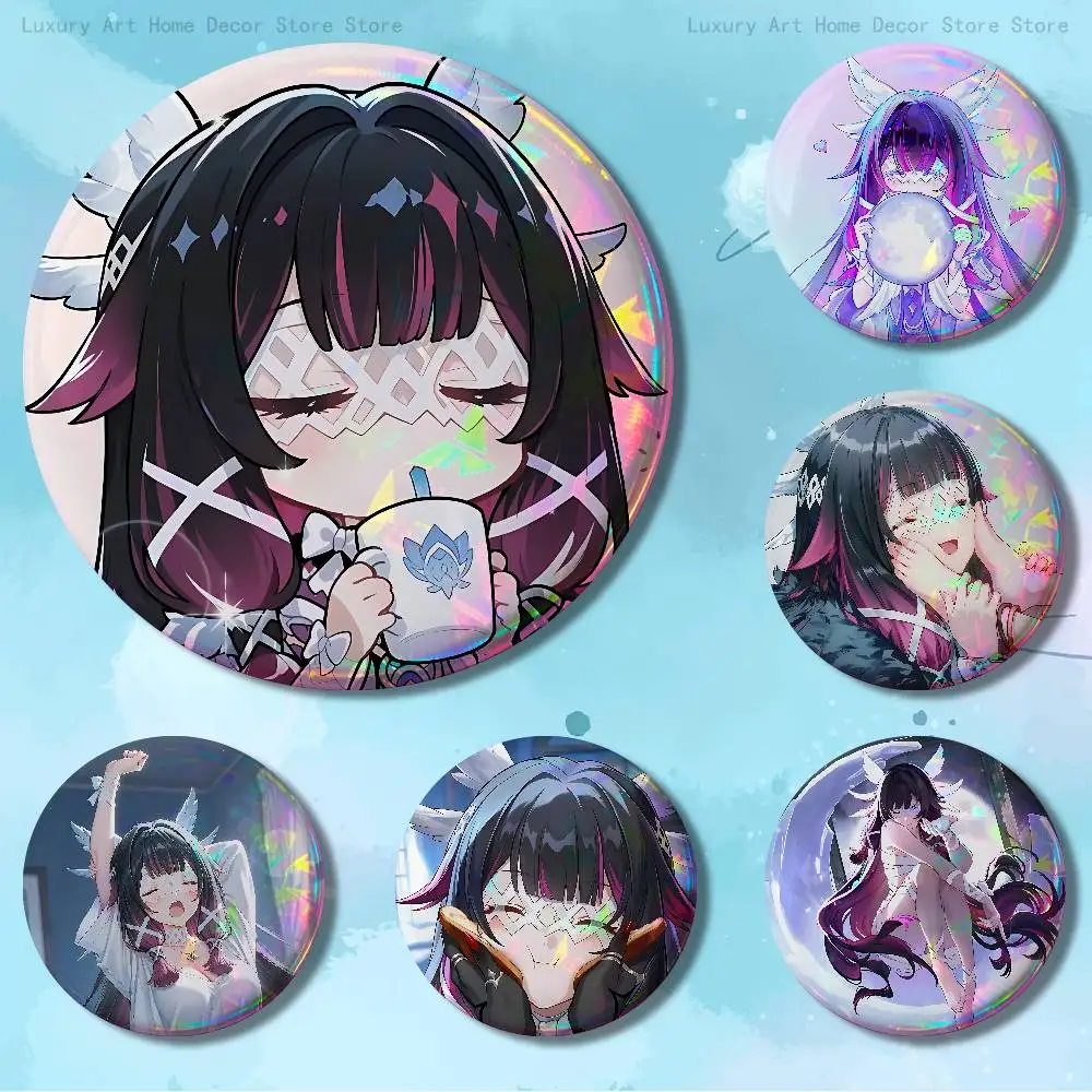 

G-Genshin Impact C-Columbina Pins 58mm Cute Cartoon Badge Handmade Brooches for Backpack Accessories