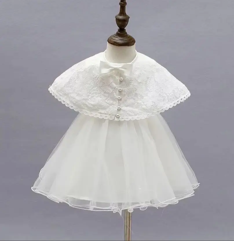 

Newborn Girl Princess Dress 2PCS Baby Girls' White Dresses Kid 1st Birthday Clothing Babies Items