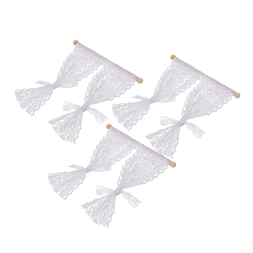 

3 Pcs Door Screen Model Miniature Lace Curtain House Props for Tiny Accessories Food Play 1300X1150X100CM Simulation
