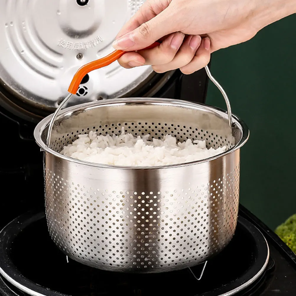 

Multi-Use Stainless Steel Steamer Insert for Pot with Handle Household Rice Cooker Steaming Basket Vegetable Food Steamer