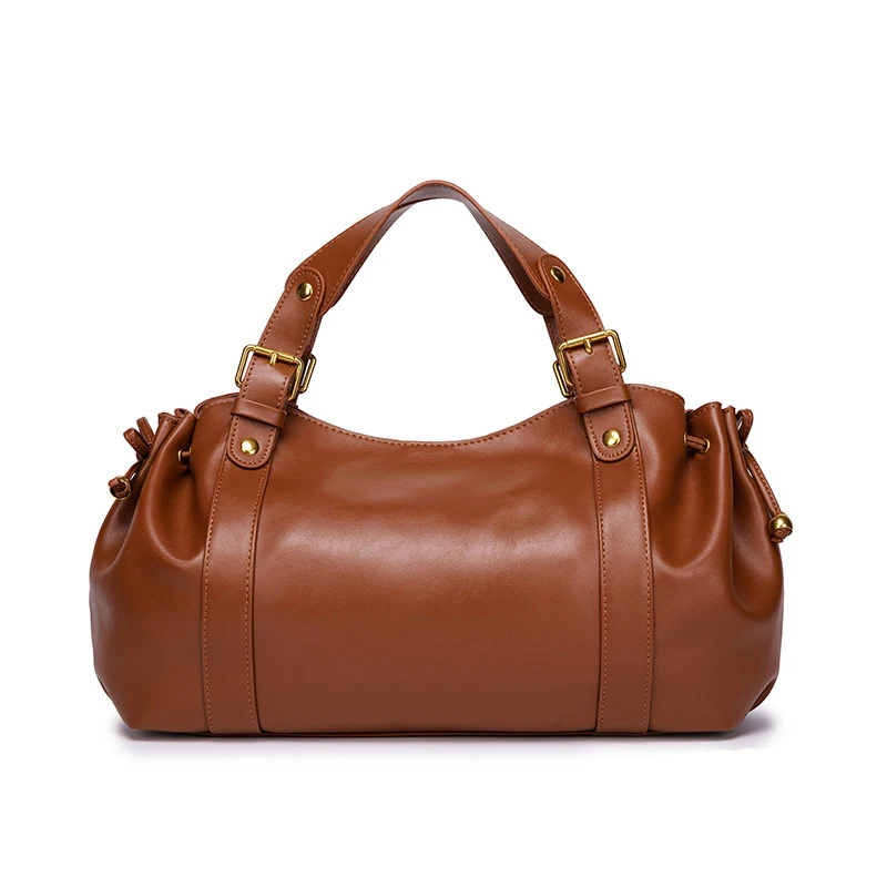 European and American women's Boston bag, solid color simple handbag, commuting bag, single shoulder crossbody tote, soft materi