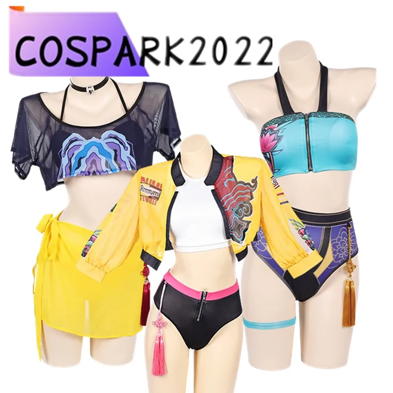 

Hunters Zoey Mira Rumi Cosplay Swimsuit Costume Demons Fantasia Women Bikini Top Shorts Neckband Outfits Halloween Carnival Suit