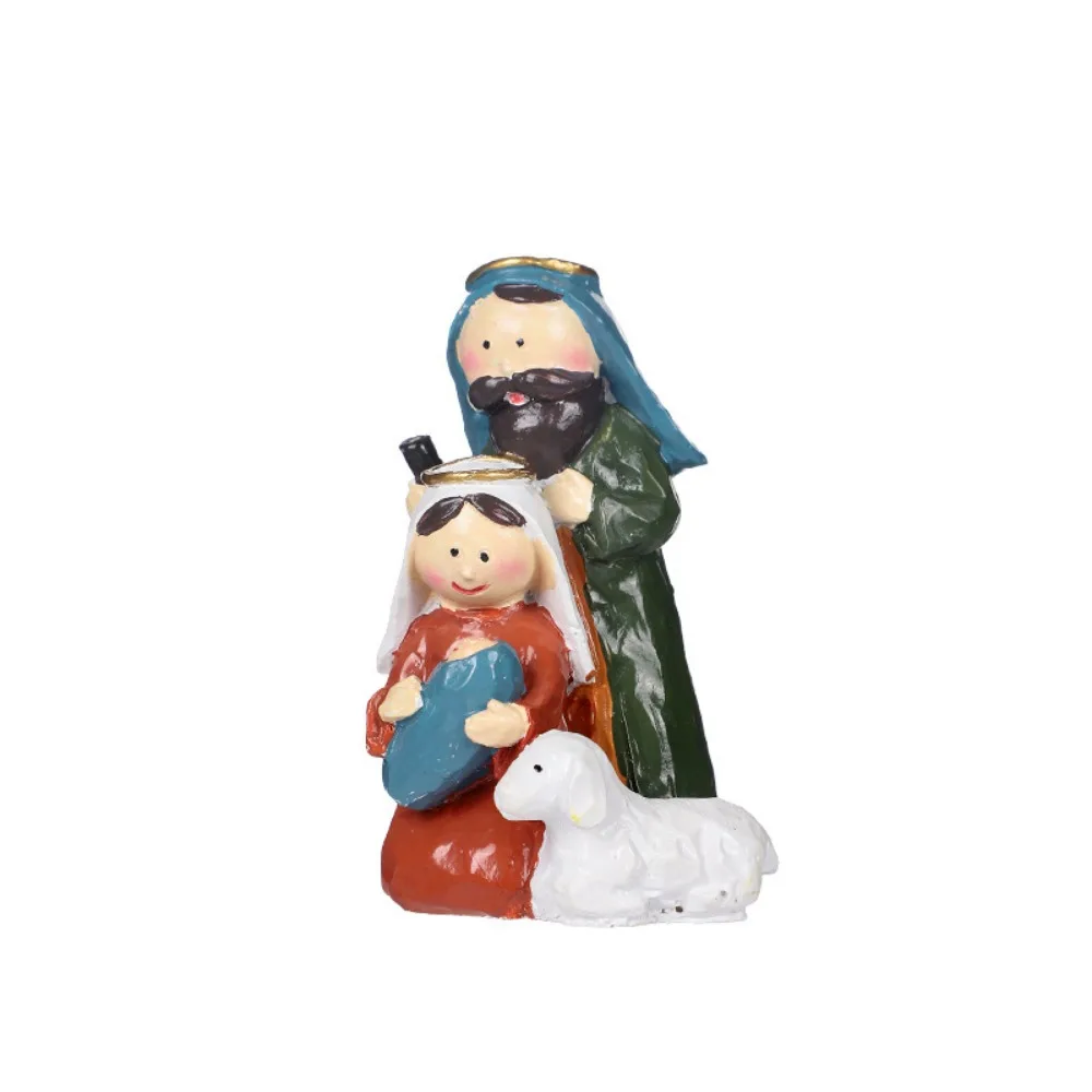 

Durable Classic Holy Family Figurine Cartoon Cute Christmas Manger Ornaments Decorative Jesus Christ Figurine Christmas