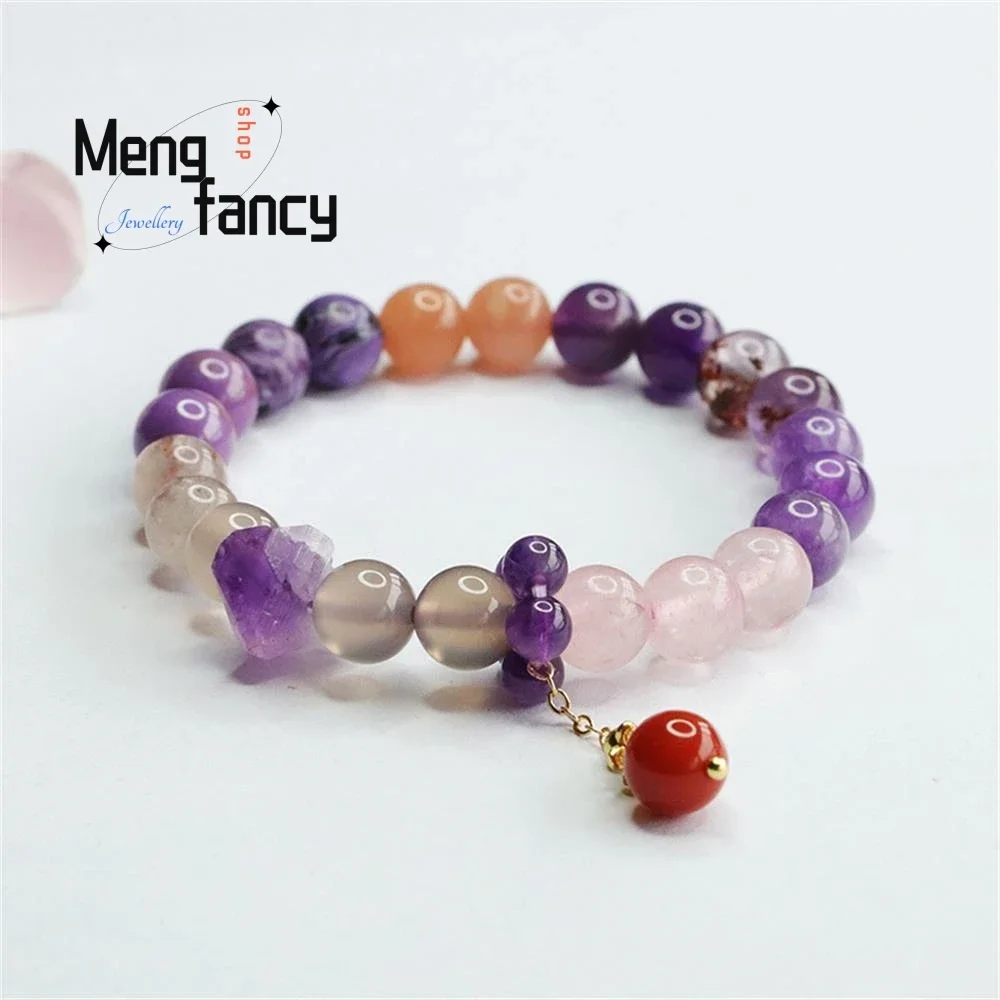 Natural Nine Purple Lon Fire Multi-Precious Amethyst Bracelet Exquisite Elegant High-grade Fashion Luxury Jewelry Holiday Gifts