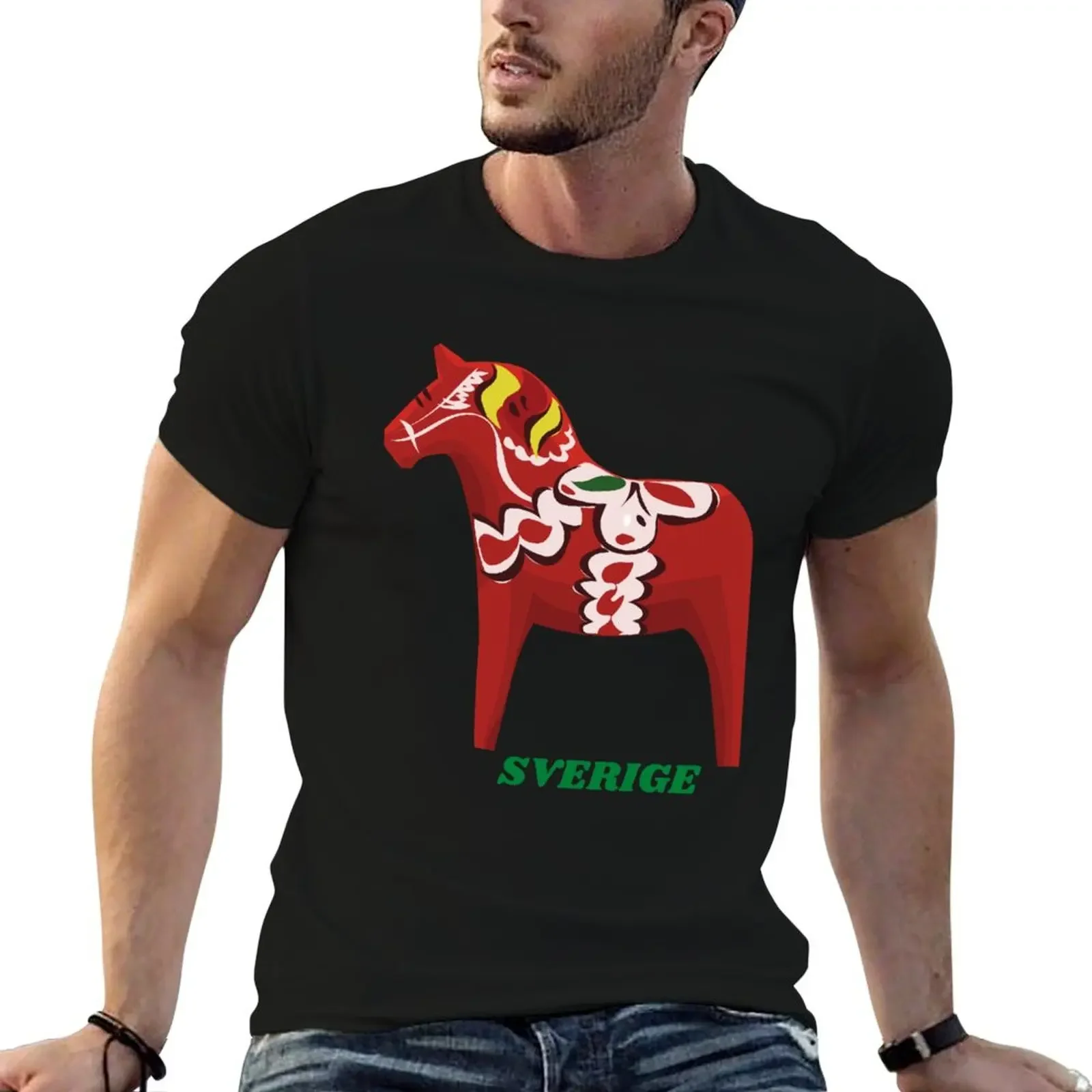 Sverige Dala Sweden Red Horse T-Shirt T-shirts oversize Louboutins luxury designer sports fans fruit of the loom mens t shirts