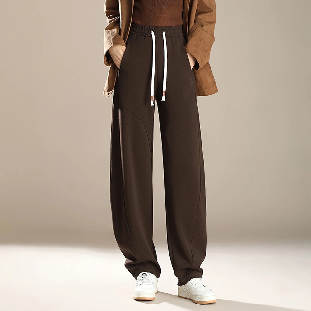 Spodnie damskie w stylu europejskim, w kolorze wina, z motywem banana, jesienno-zimowe, nowe, wysokiej jakości, bawełniane, modne, plus size, sportowe i rekreacyjne.