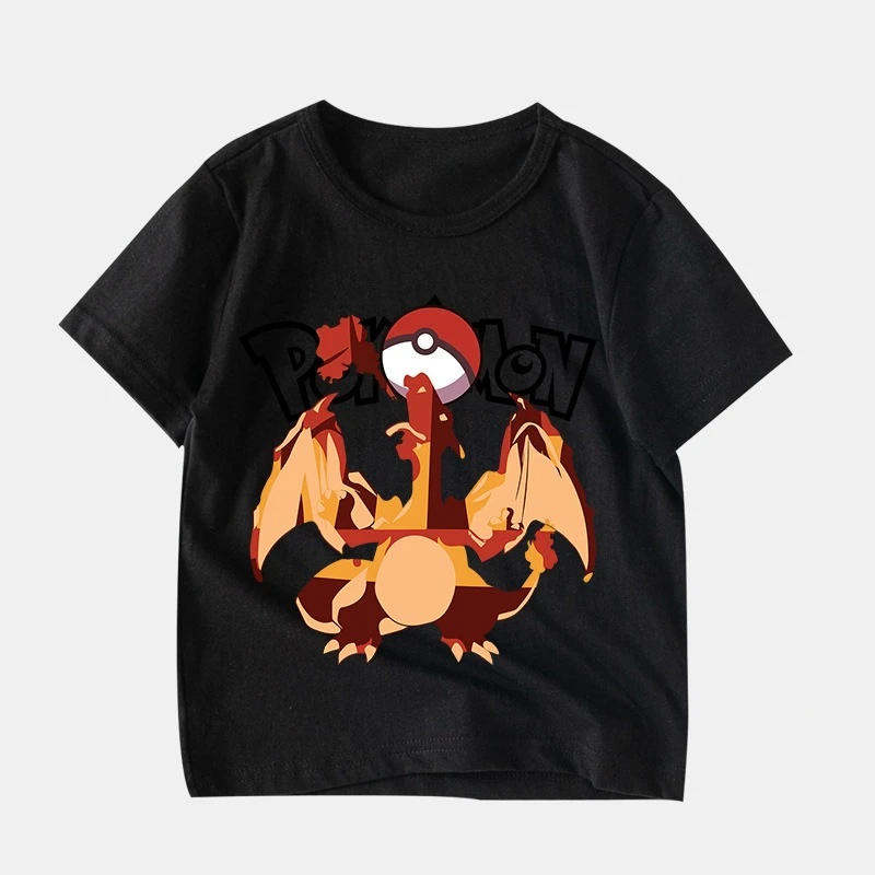 Pok É Mon New Cartoon Printed T-shirt for Men and Women in Summer Loose and Casual Multifunctional Short Sleeved for Children