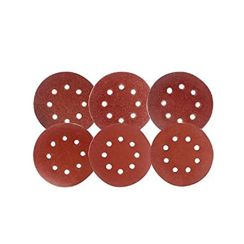 

Retail 60PCS 5 Inch Round Sanding Eight Hole Discs Sandpaper Assorted 60 80 120 180 240 320 Grits For Power Random Track Sanders