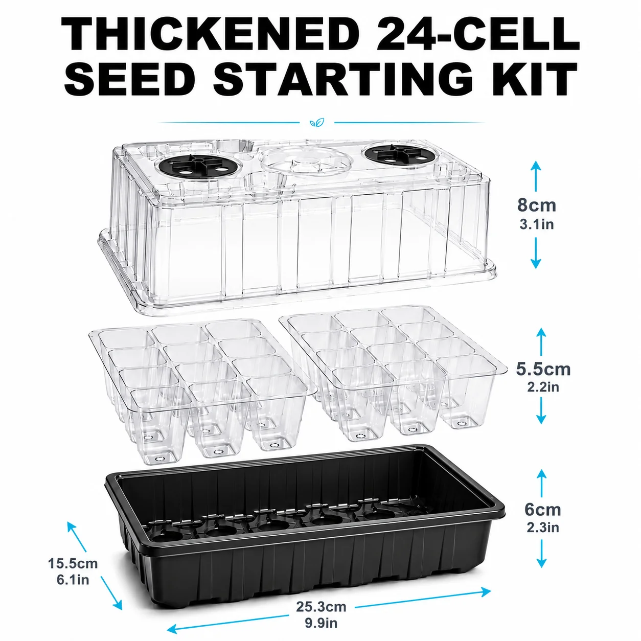 24-Cell Seed Starter Kit with Adjustable Ventilation & USB Controller, Indoor Seedling Tray for Seed Germination and Plant Growi