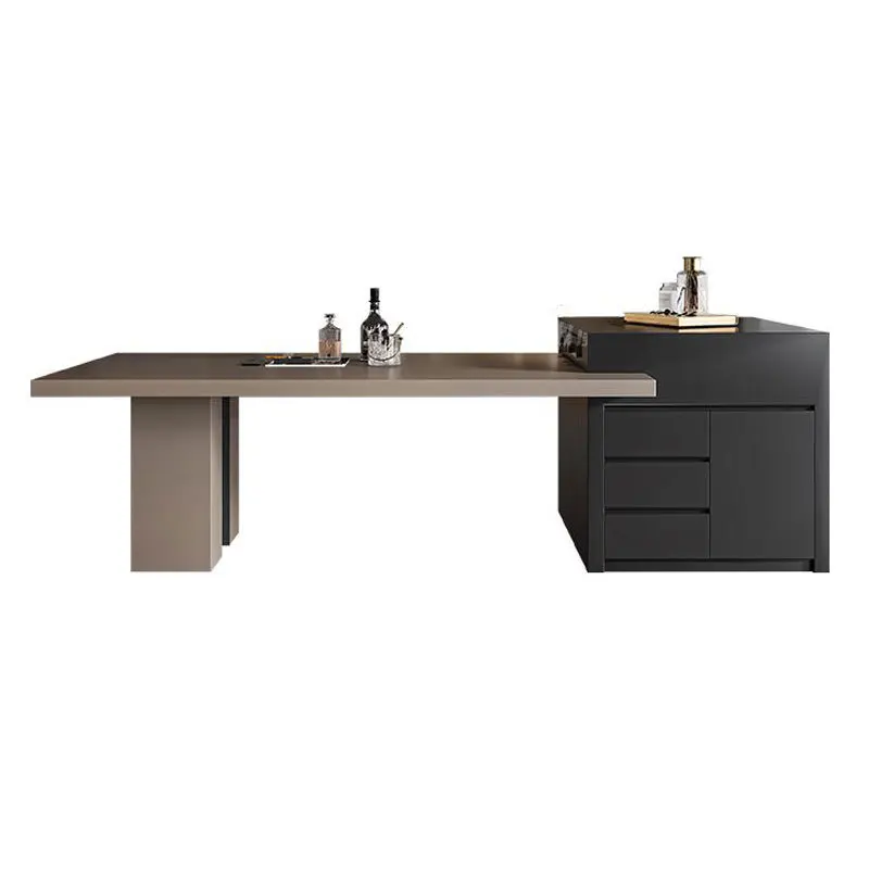 

Italian minimalist, island dining table integrated, retractable, household, light luxury, movable