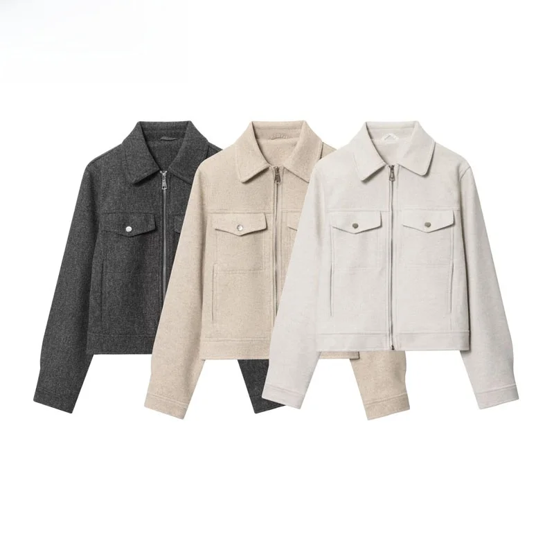 Faionable Soft Zipper ket Decorated Jaet Women's Autumn Winter New Arrival Casual Sle Polyester Fiber Warm Outerwear