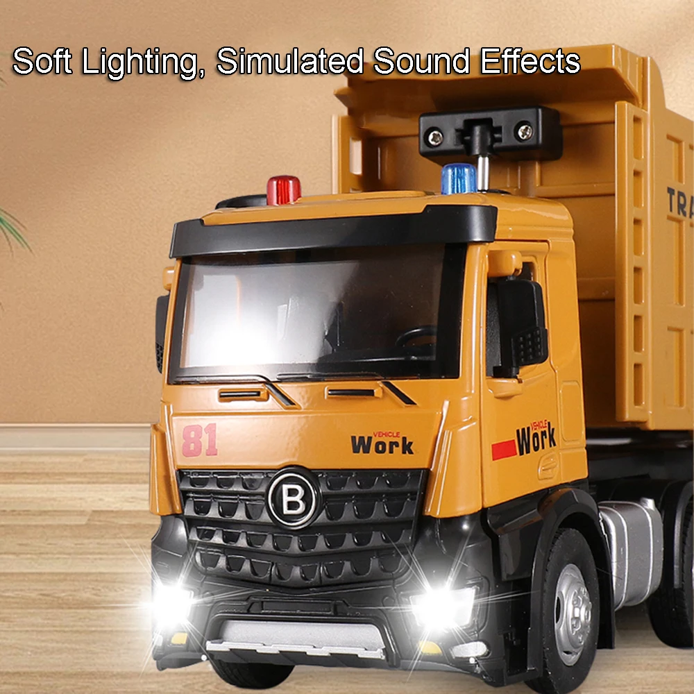 1:24 Dump Truck Speelgoedmodellen Metalen Diecast Container Truck Tanker Techniek Voertuigen Deuren Geopend Geluid Licht voor Jongens Geschenken