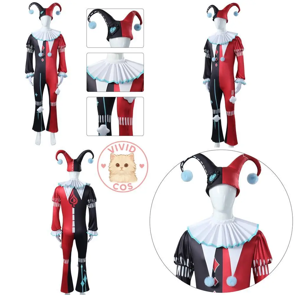 

Popular Game Character Cosplay Costume Anime Clown Abba Classic Joker Role Play Jumpsuit Outfit for Comic Con Halloween Party