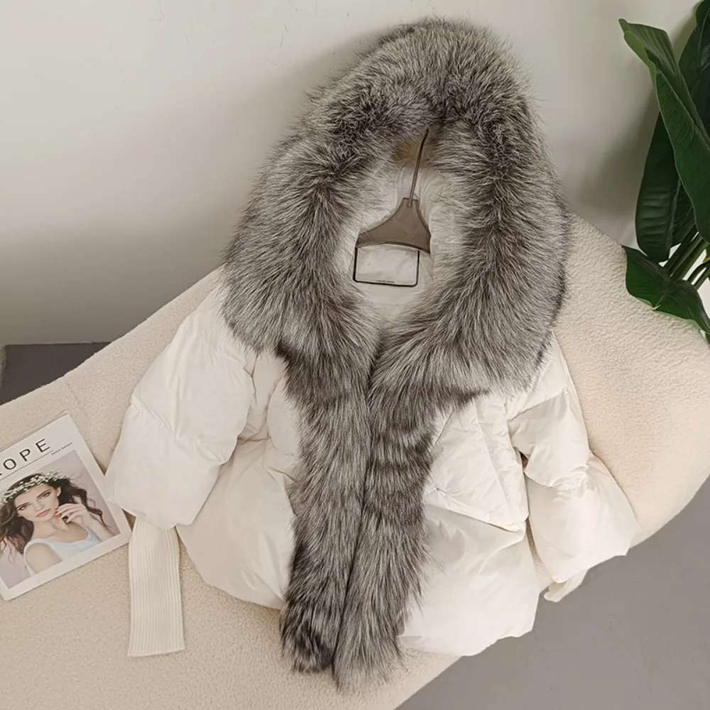 OFTBUY Real Fox Fur coat woman Hooded Natural Thick Winter Jacket Women Warm Loose Oversize Duck Down Coat Streetwear Outerwear