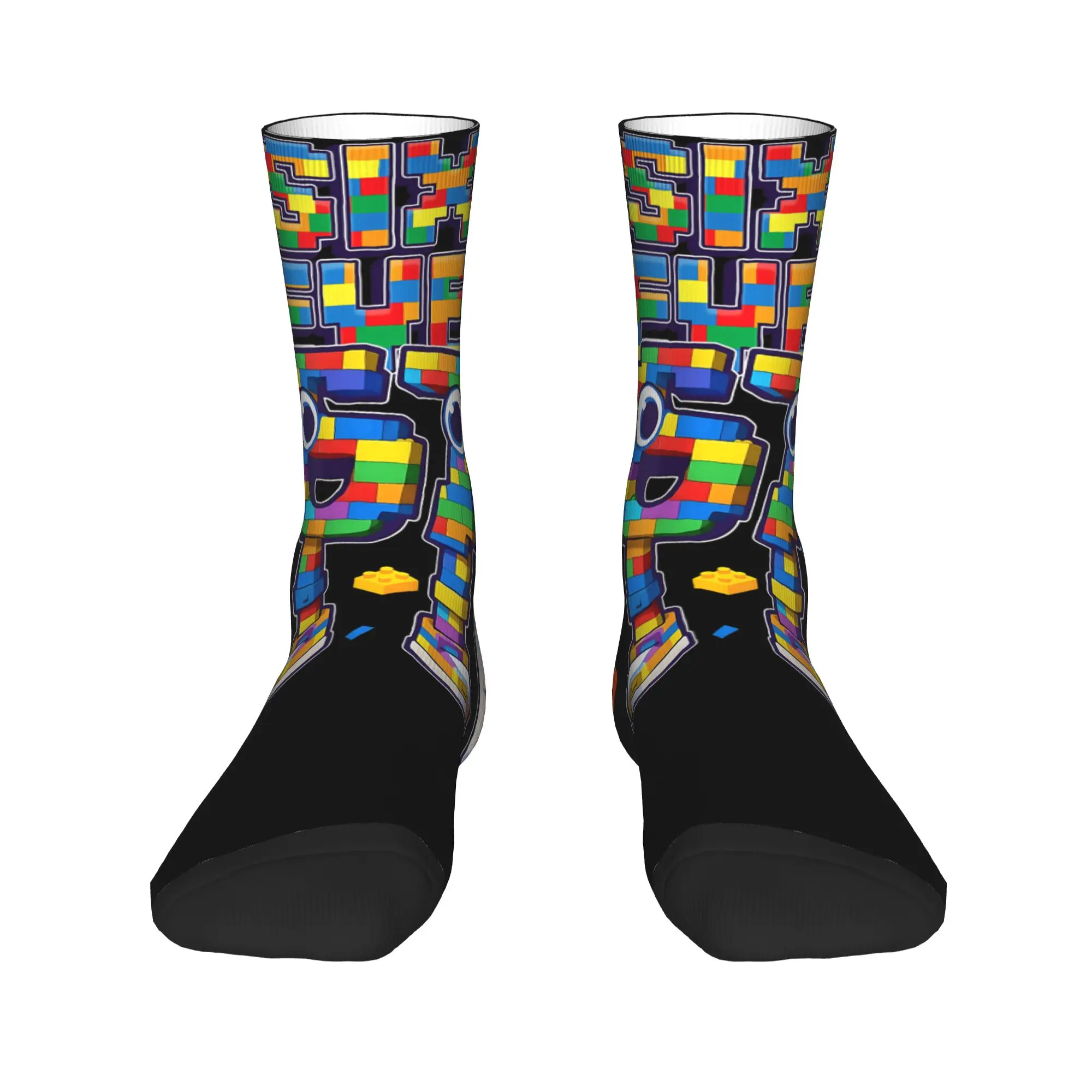 Six Seven Italian Brainrot Funny 67 Building Blocks Stockings Socks Autumn Anti Sweat Socks Women Men Outdoor Breathable Socks
