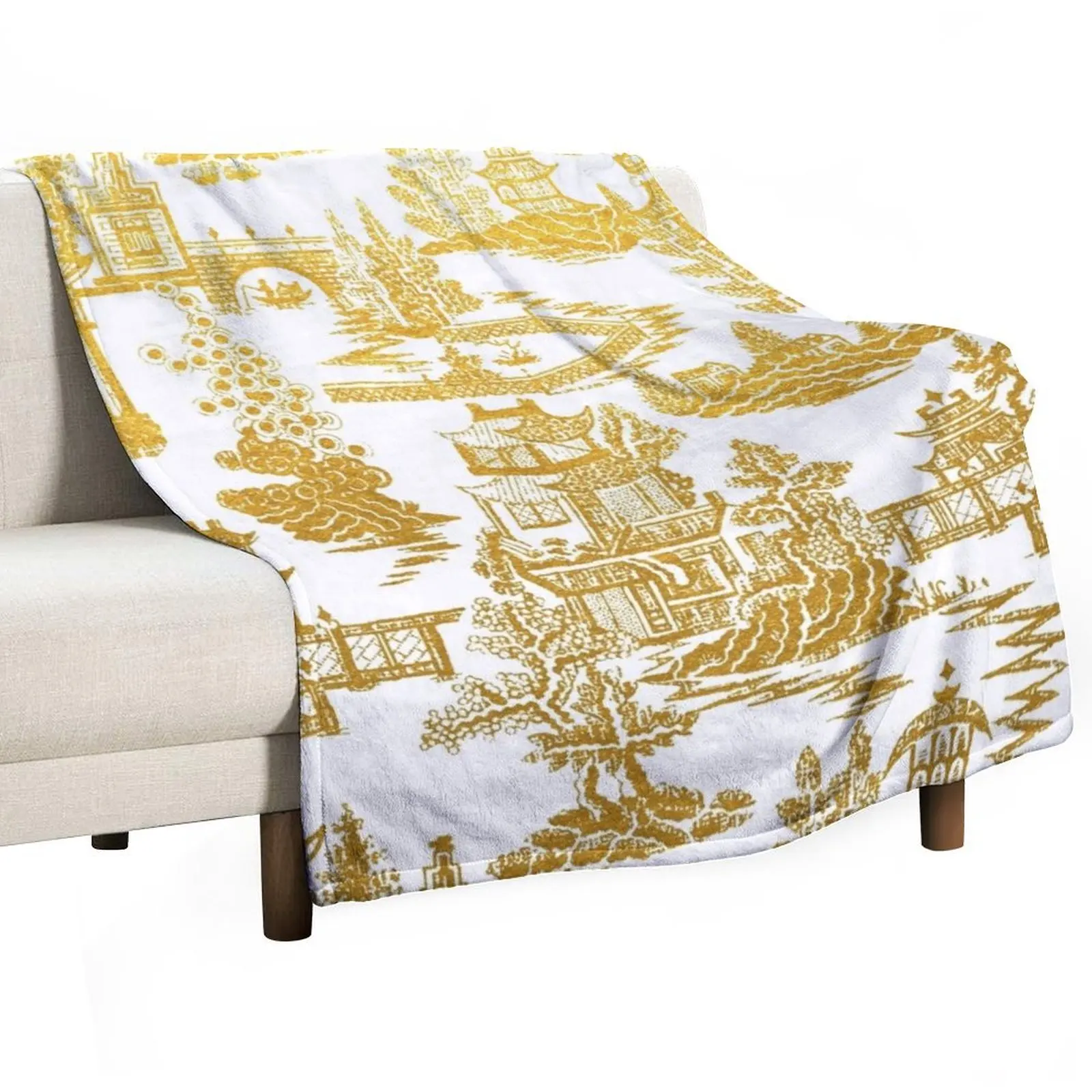 

Golden Pagoda Chinoiserie Lovers Throw Blanket Bed covers Tourist Blankets