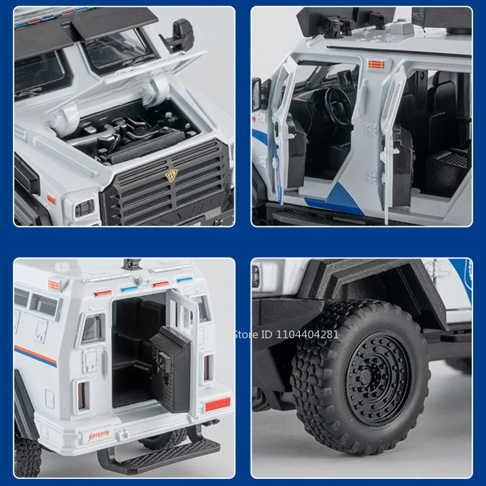 1:32 Säbelzahn Legierung Gepanzertes Auto Modell Spielzeug Diecast Metall Auto Sound Licht Zurückziehen Tür Geöffnet Explosionsgeschützte Fahrzeug Junge Geschenk