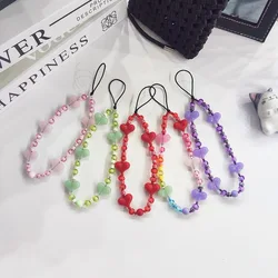 HERLOOK Colorful Clear Beads Phone Lanyard Y2K Heart Phone Charm Cellphone Decorated Chain Strap Accessories
