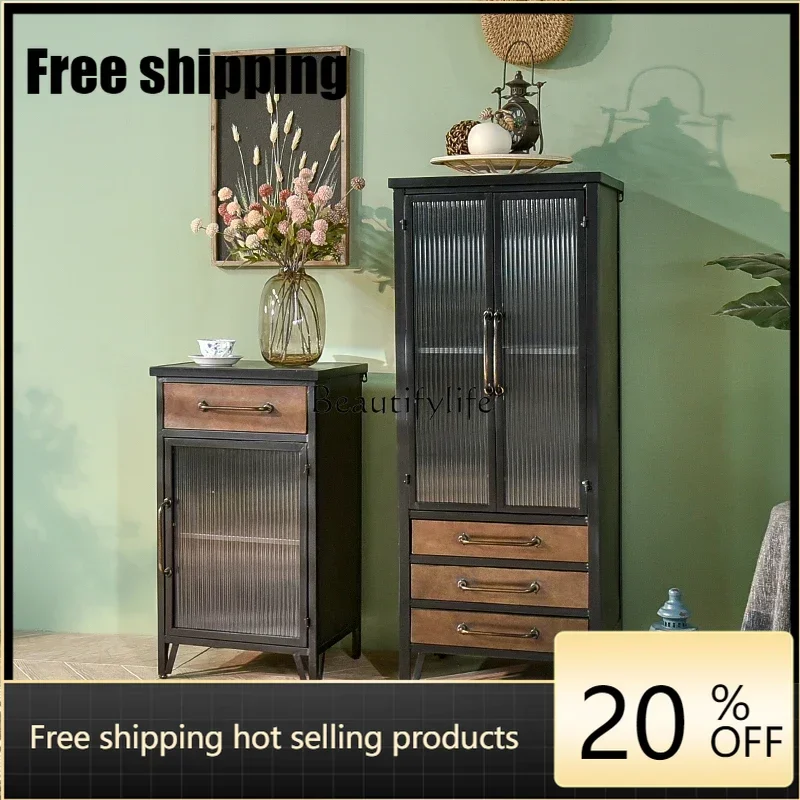 

X4 American retro loft industrial wind storage cabinet wrought iron rack old iron cabinet