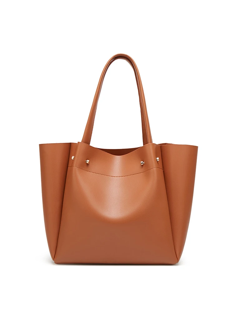 Largecapacity Pleated Tote Bag Shopping Bag 2024 New Portable Handbag Advanced New Pu Leather One-Shoulder Tote Handbag image 4