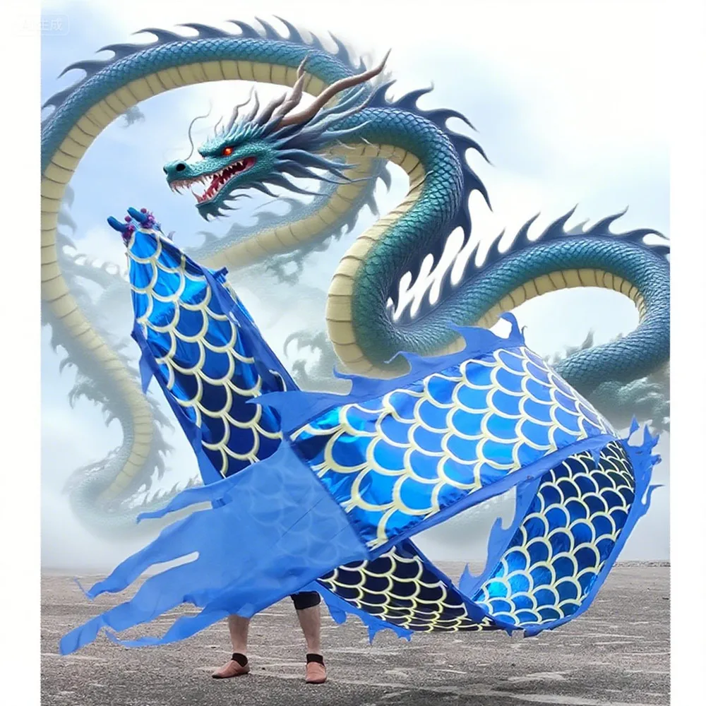 

8-метровое золотое тиснение, фитнес-реквизит для танца дракона для взрослых, новогодний фестиваль, празднование, представление, китайская культура (голова + хвост + веревка)