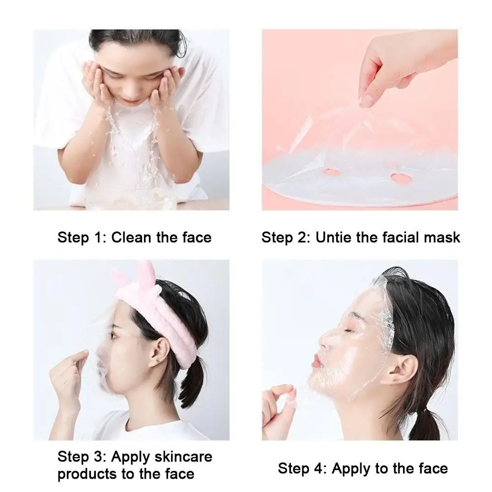 Disposable Face Plastic Film Full Face Cleaner Mask Neck Stickers Paper Transparent PE Masks Wrap Facial Beauty Healthy Tool