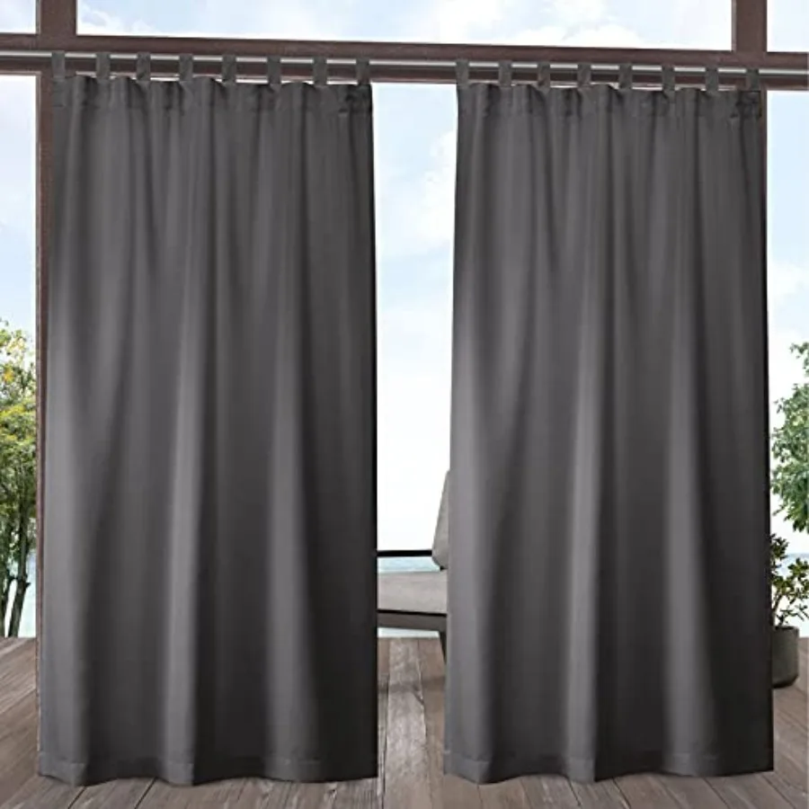 

Cabana Solid Indoor/Outdoor Light Filtering Hook-and-Loop Tab Top Curtain Panel Pair, 54"x96