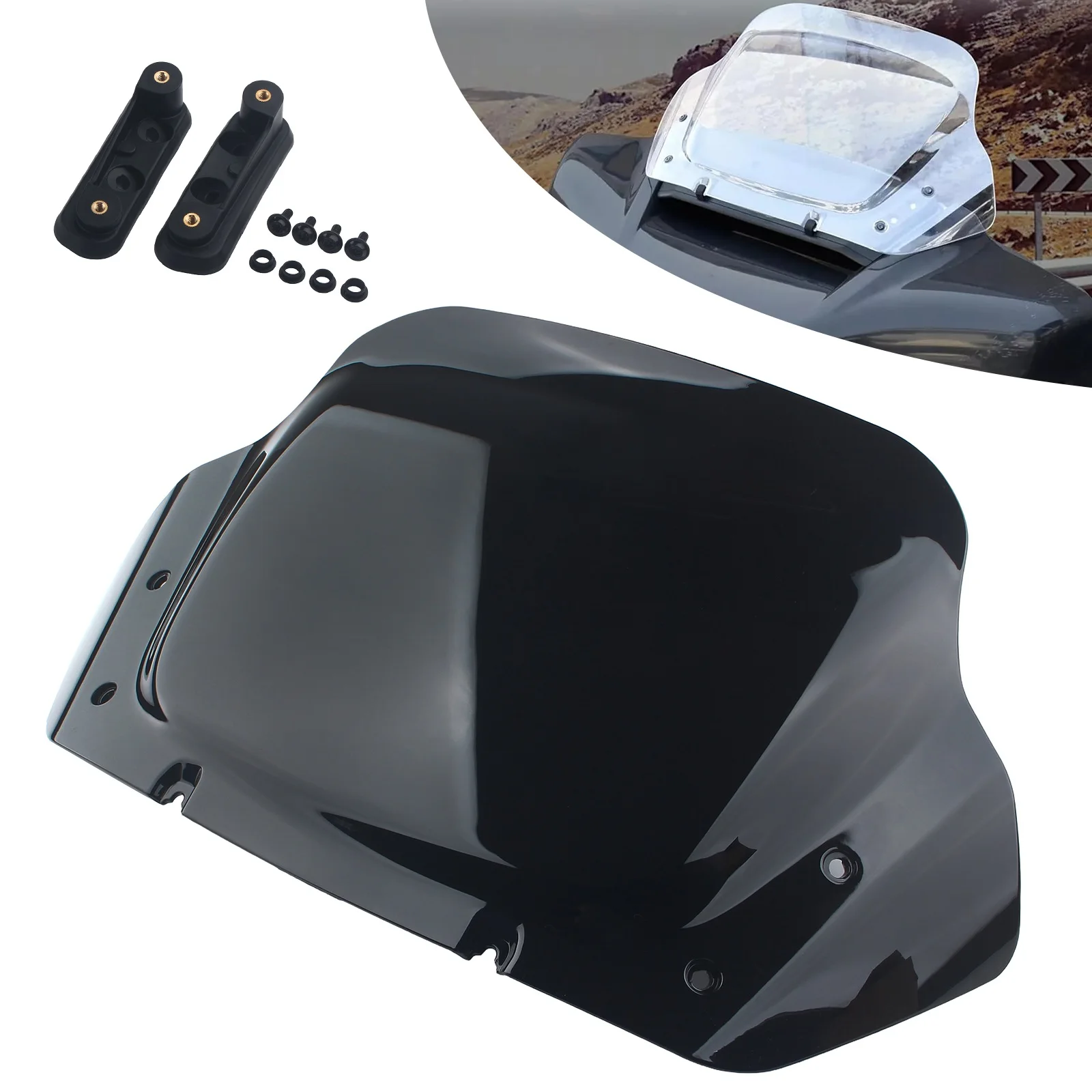 جزء الدراجة النارية باللون الأسود الدخاني مقاس 10 بوصات من بلاستيك ABS للزجاج الأمامي لعام 2023-أحدث FLHXSE ونماذج FLHX لعام 2024 أحدث لهارلي