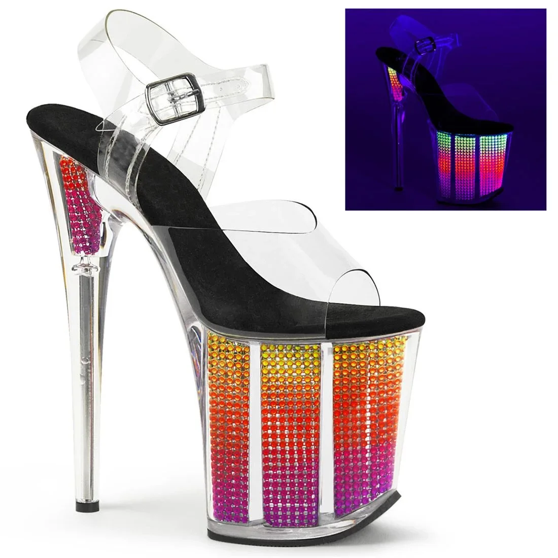

2025 Fashion Sexy Pole dancing Summer 20cm PVC Women Sandals Thin High Heels Sandals Slip-On Size 35-46
