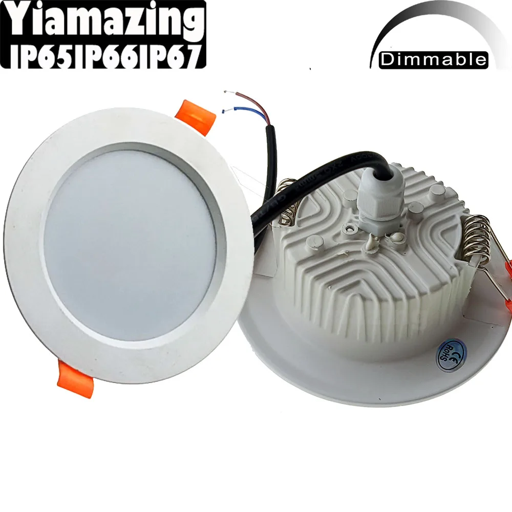 220V IP65 IP66 Outdoor Waterproof LED Downlight P67 Dimmable 5W 7W 9W 12W 15W 18W Bathroom Toilet Eaves Ceiling Lamp Spot Light